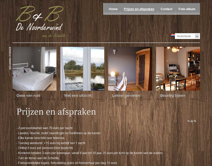 Website B&B De Noorderwind