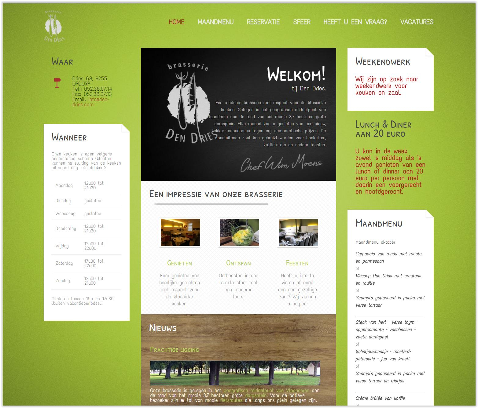 Website Brasserie Den Dries